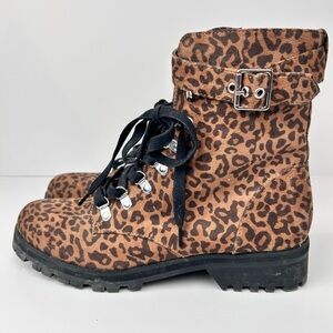 Abound animal print military boot, 9, thick fabric upper, Streetwear Grunge Moto